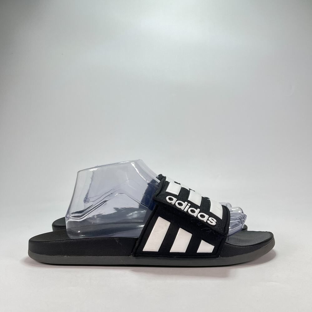 adidas Adilette Black White Comfort Adjustable Slides EG1344 Men's Size 9